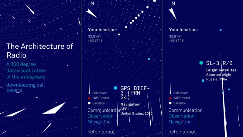 Illustration for article titled This Beautiful App Lets You See the Cell Towers, Wifi Signals, and Satellites Around You